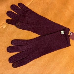 Bruno Magli Jersey Knit Cashmere Gloves, Red